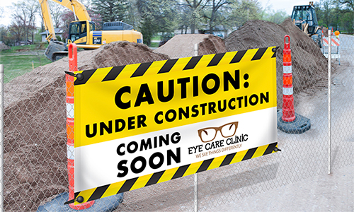 Business 'Caution: Under Construction' Fence Banner