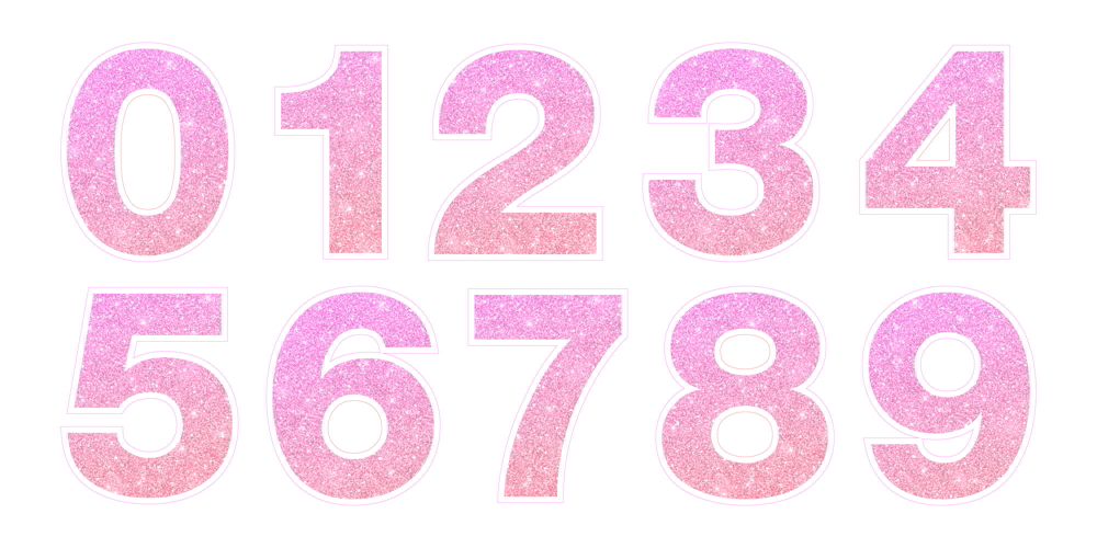 Rose Gold Glitter Numbers Template